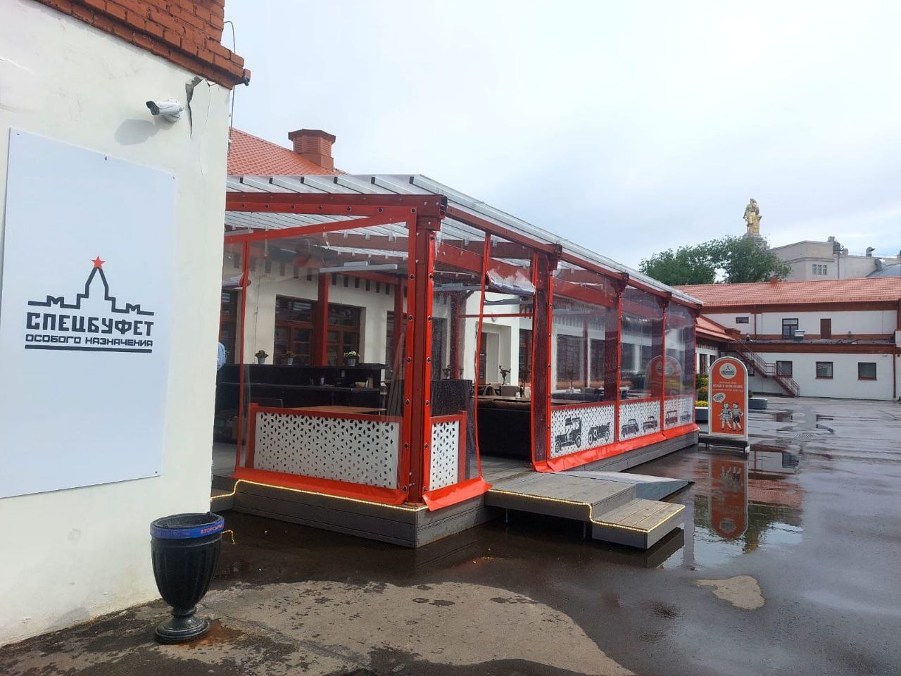 ПВХ шторы для летней террасы кафе в Гусевском